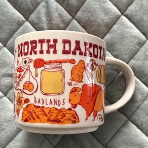 North Dakota Red & Orange Souvenir Ceramic Mug Starbucks been there series RARE